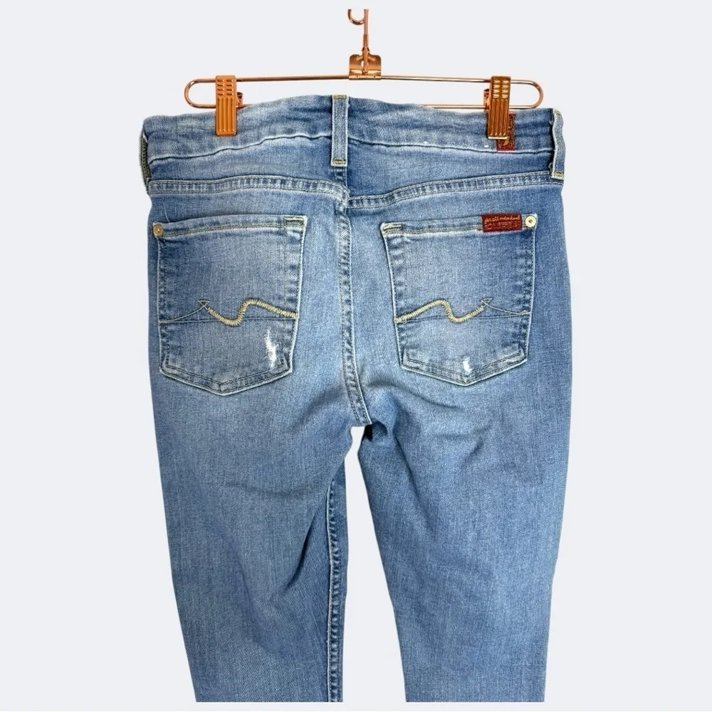 7 For All Mankind Light Blue Distressed Skinny Jeans size 27